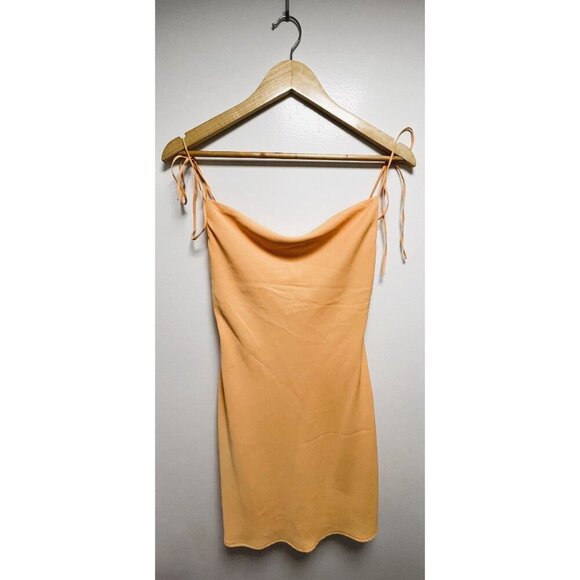 Abercrombie & Fitch Orange Cowl Neck Mini Slip Dress Size XXS Petite - Picture 3 of 9